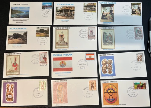 French Polynesia FDC 1986 Set of 12 Papeete Tahiti Cultures, Ethnicities
