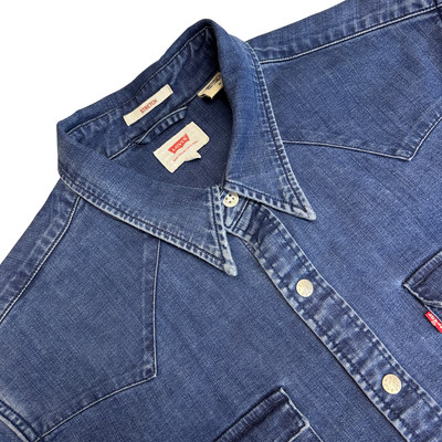 Levi's Classic Western Jeanshemd Mittelblau Stretch Druckknopf Langarm Vintage