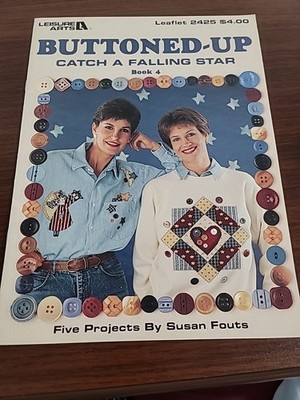 ''Buttoned-Up Catch a Falling Star Bk 4'' Leisure Arts Cross Stitch Leaflet #2425