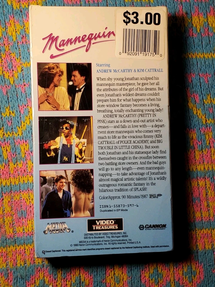 Mannequin (VHS, 1987) Vintage 1990 Tape Andrew McCarthy Kim Cattrall NEW/SEALED - Image 2 of 4