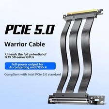 PCIe 5.0 x16 GPU Riser Cable, RTX 5090 Vertical Mount Bracket Extension Cable