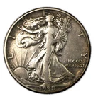 1938-D Denver Walking Liberty Silver Half 50c Very Fine VF+ Cleaned
