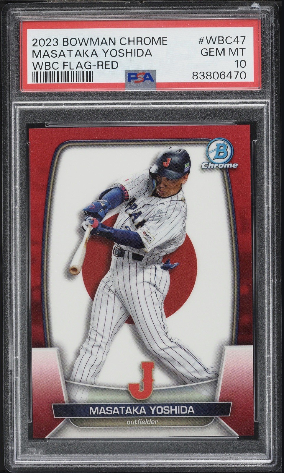 2023 BOWMAN CHROME MASATAKA YOSHIDA WBC FLAG RED REFRACTOR /5 💎GEM MT💎 PSA 10