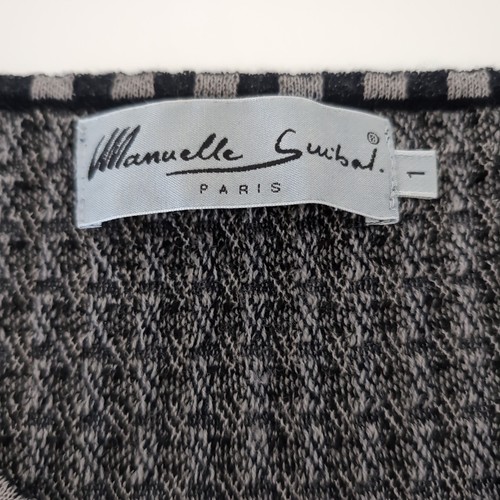Manuelle Guibal Black Brown Checked Wool Dress Size 10 Long Lagenlook Midi - Picture 5 of 6