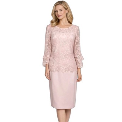 Gina Bacconi Rouge Rosa Häkeltop Kleid Set Größe UK 12 Hochzeit Rennen