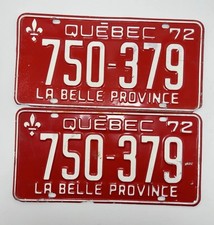 1972 QUEBEC LICENSE PLATE /750 379/ QUEBEC LICENSE PLATE 1972