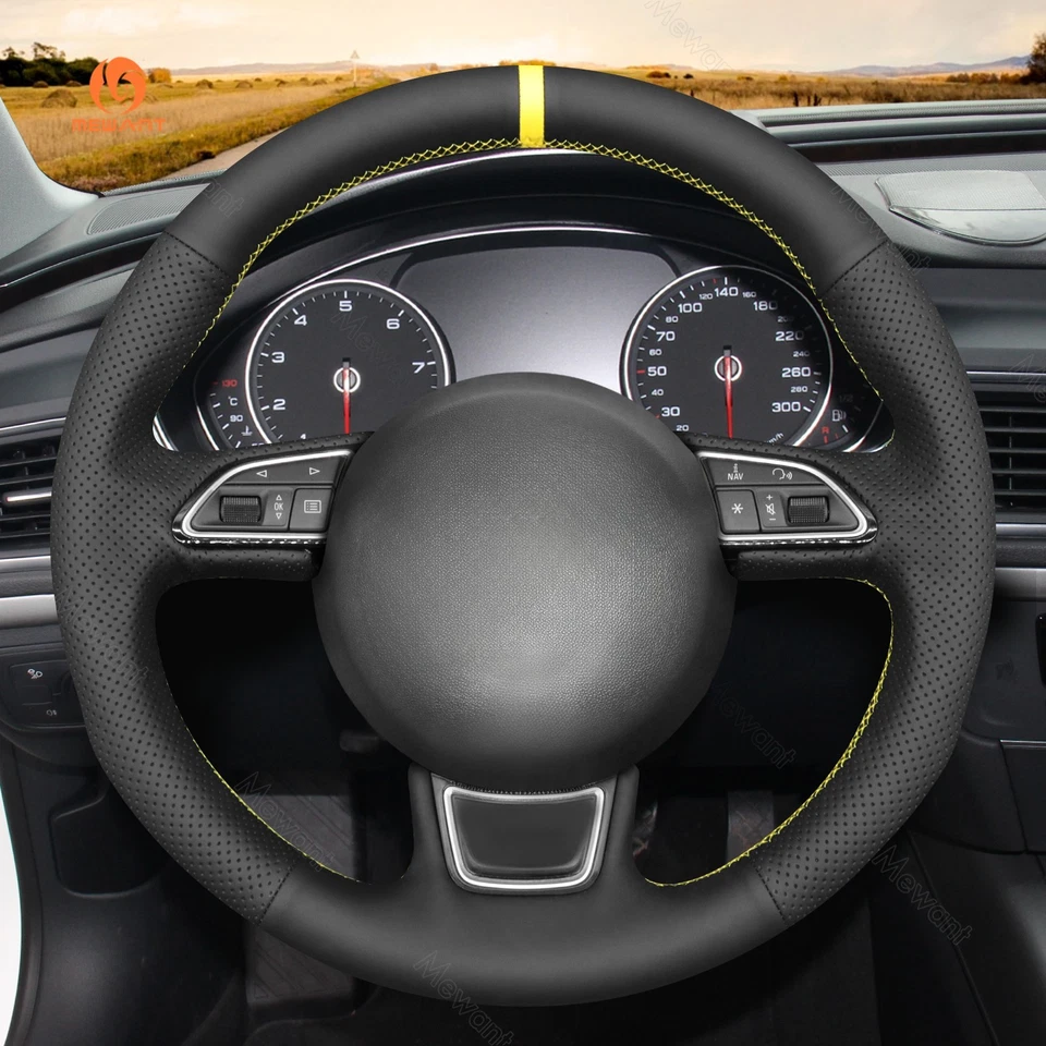 MEWANT DIY Hand Stitch Steering Wheel Cover for Audi A1 2010-2018 Hatchback A3 Foto 2 de 4