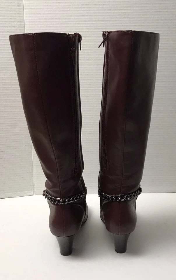 气溶胶 尺寸 7M 勃艮第及膝添加弹力小腿素食皮靴 — 第 3/4 张图片