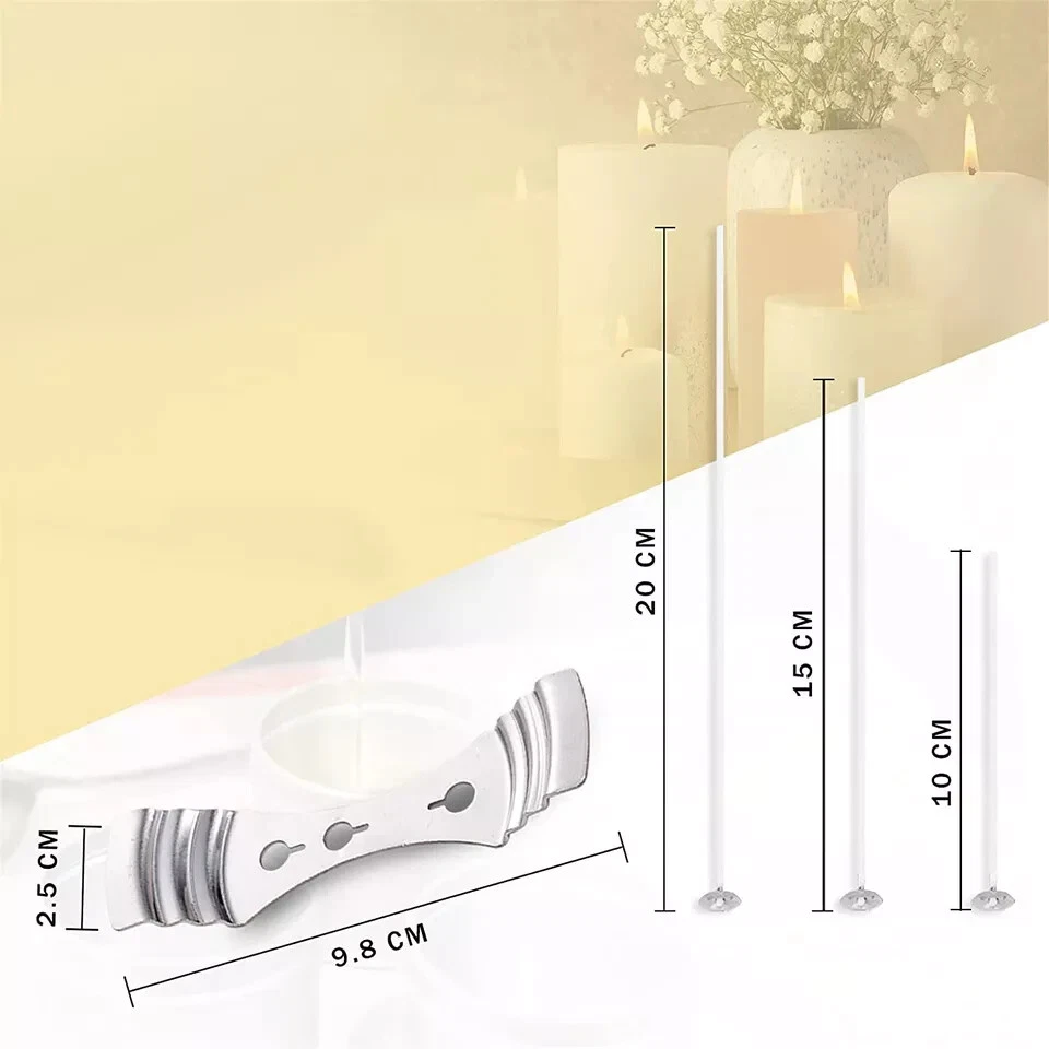 PRE WAXED CANDLE WICKS WITH SUSTAINERS LONG TABBED FOR CANDLE MAKING CRAFT - Image 2 of 4