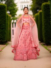 Semi-Stitched Lehenga with Soft Net Fabric  Zari Thread Work by Shreekama