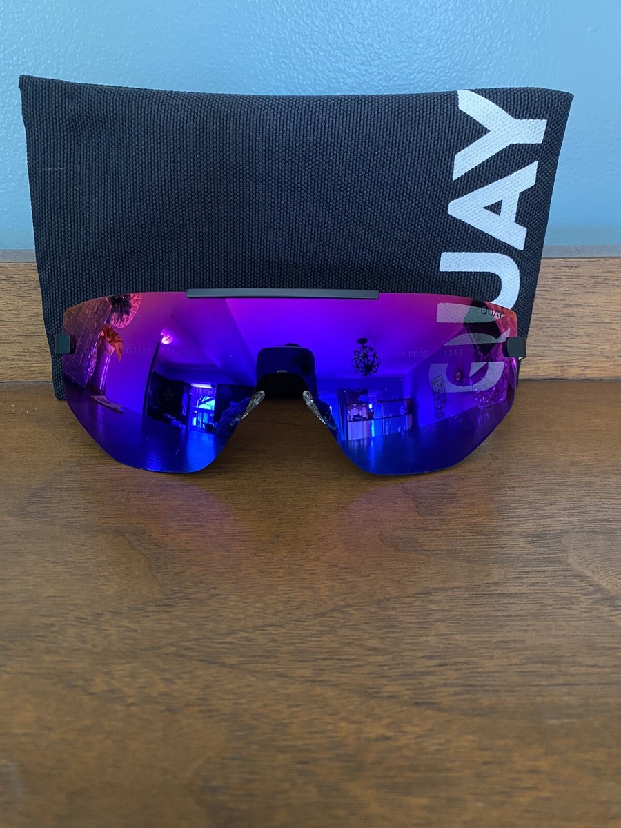 Quay Australia Black Shield Sunglasses with Purple Ombre Lens Quay Australia On The Edge Shield Black Matte Purple  main image 2