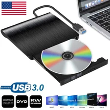 USB 3.0 Slim External CD DVD Drive Disc Player Burner Writer For Laptop PC Mac