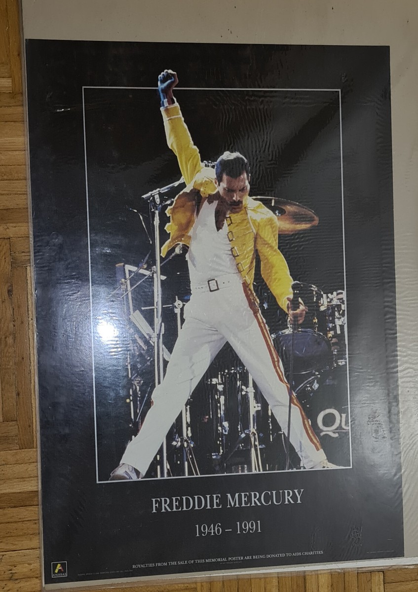 Vintage 90s FREDDIE MERCURY poster ABANAS 1991 NEW as found 62 cm