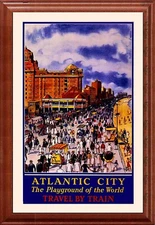 Boardwalk Atlantic City Retro Trravel Poster 1940s Art Framed Poster Art  20x 30