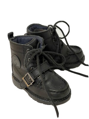 Polo by Ralph Lauren Ranger HI II Black Leather Kids Boots Size5