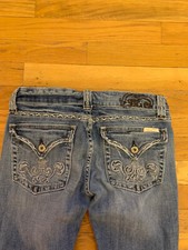 Women  s Miss Me Western Blue Jeans lowrise Fit Bootcut Size 28x32  JP4436L Nice 