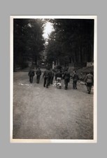 WW2 Era Photo Group U.S. GIs Walking On Dirt Road Towards Temple
