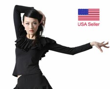 SCT1057 Black, Red or Plum Women Ballroom Latin Rhythm Salsa Swing Dance Top