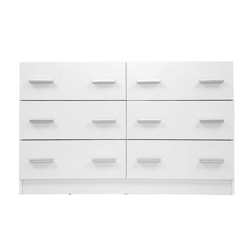 6 Drawer Stylish Contemporary Lowboy Chest Cabinet Storage Bedroom Dresser White - Picture 6 of 8