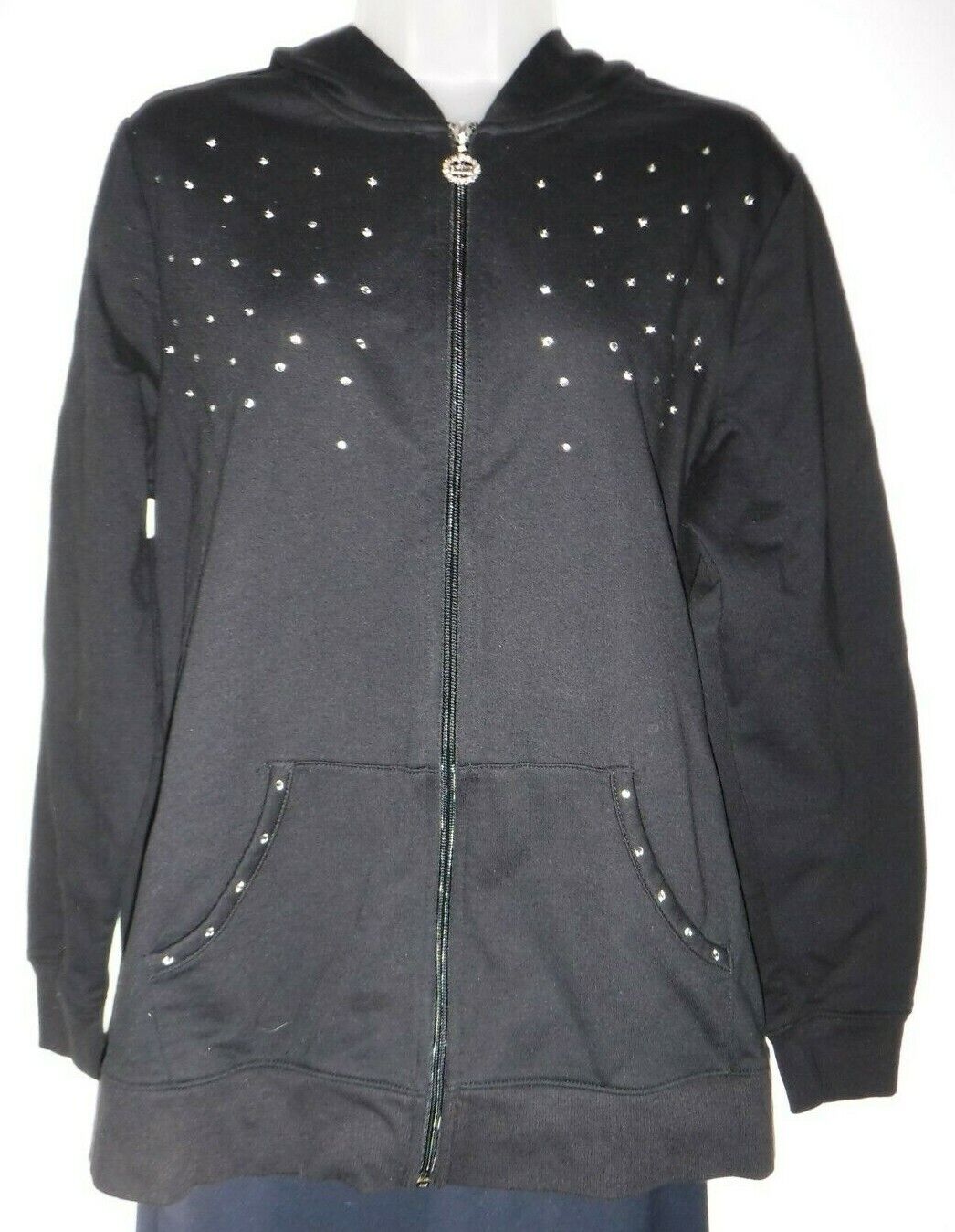 Women's 14 16W black rhinestone hoodie zip full Gitano Dallas Mall Popular