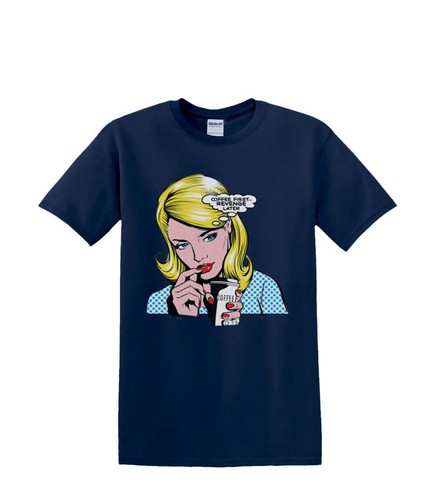 T-Shirt S to 2XL 3XL - COFFEE FIRST revenge later blonde comic fun adult - Picture 2 of 72