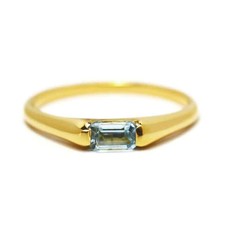 Emerald Cut Aquamarine Gemstone 925 Sterling Silver Promise Ring