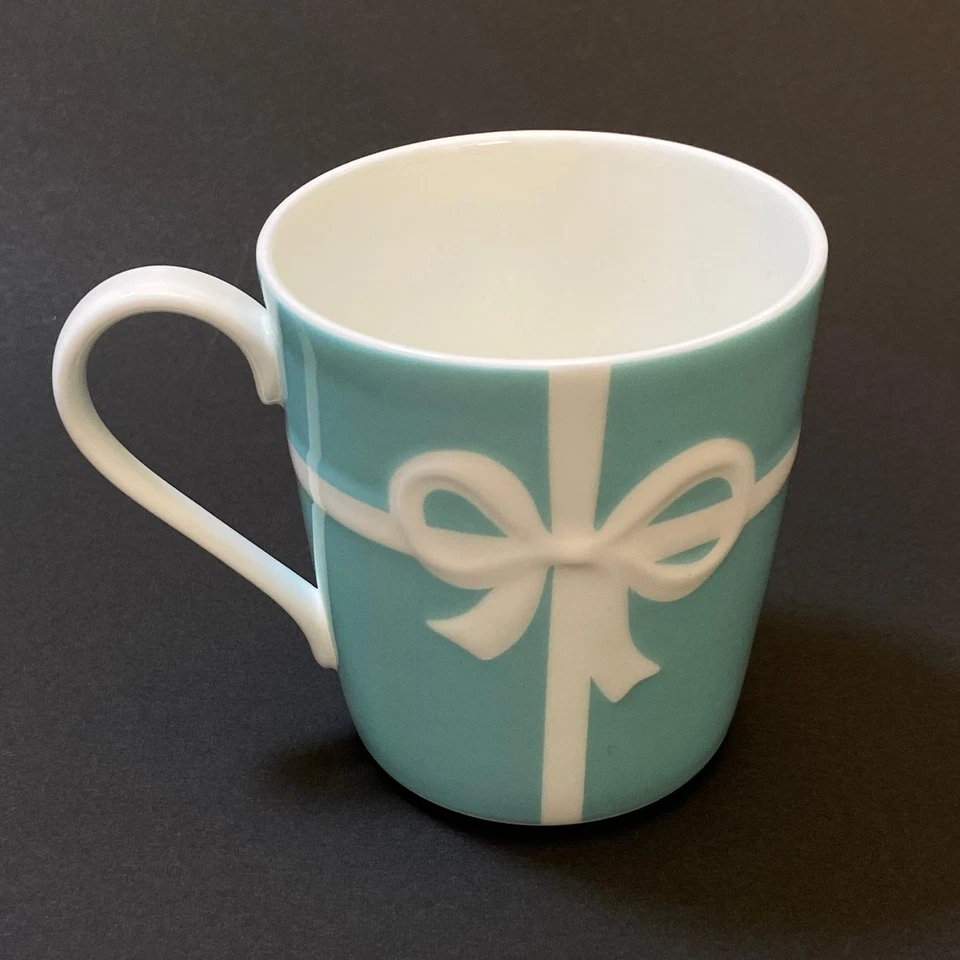 Juego de 2 tazas Tiffany & Co. cinta azul auténticas 225 ml H 9 cm sin usar con caja Foto 3 de 4