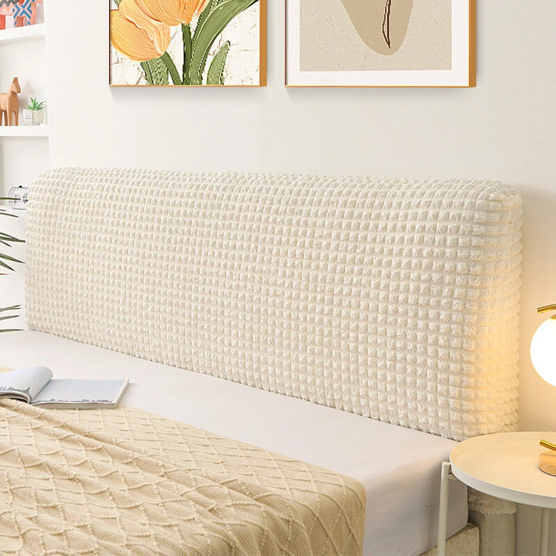 Cabecero de cama elástico cubierta gofrera cabecero liso funda antideslizante cama a prueba de polvo. Foto 4 de 4
