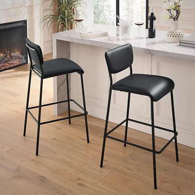Set of Bar Stools Kitchen Dining Pub Counter Chair Upholstered Breakfast  Stool