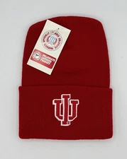 VINTAGE 90'S INDIANA HOOSIERS NCAA EMBROIDERED RED KNIT BEANIE W/CUFF FREE SHIP