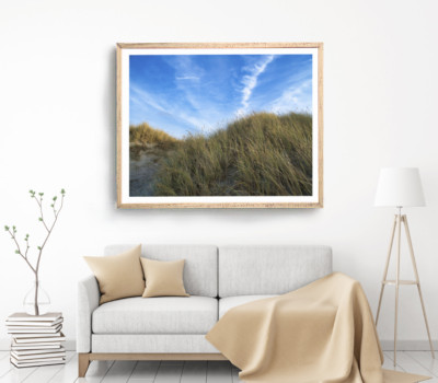 Grassess Print, Mountain Wall Art, Cloudy Sky  Framed Nature Wall Art,Natural