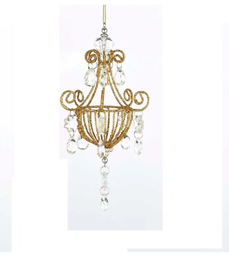Kurt Adler Gold Glitter Chandelier Shabby Cottage Christmas Ornament Style  B