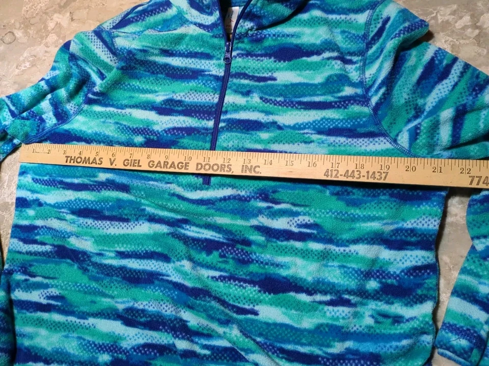 Chaqueta Exertek Petite para mujer verde azul media cremallera, PXL (XL) suave polar Foto 3 de 4