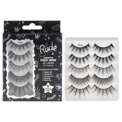 Essential Faux Mink 3D Lashes-Compliment Me by Rude Cosmetics for Women - 5 Pair