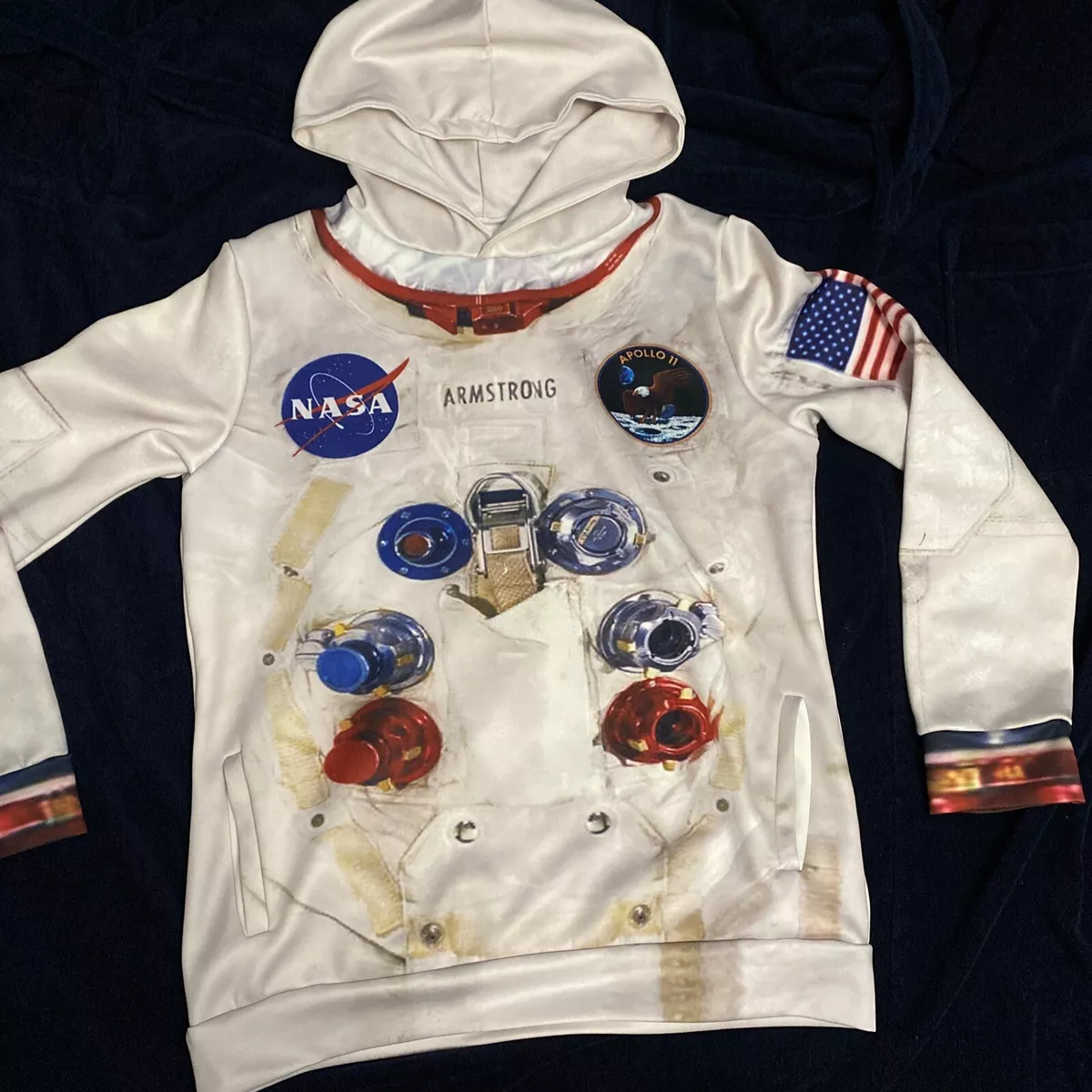 NASA Neil Armstrong Youth Pull Over Hoodie Spacesuit sz XL Super