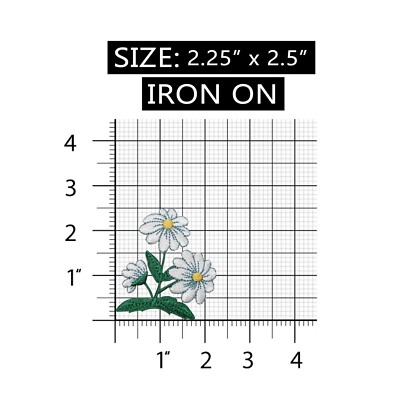 ID 6734 White Daisy Flower Patch Garden Spring Craft Embroidered