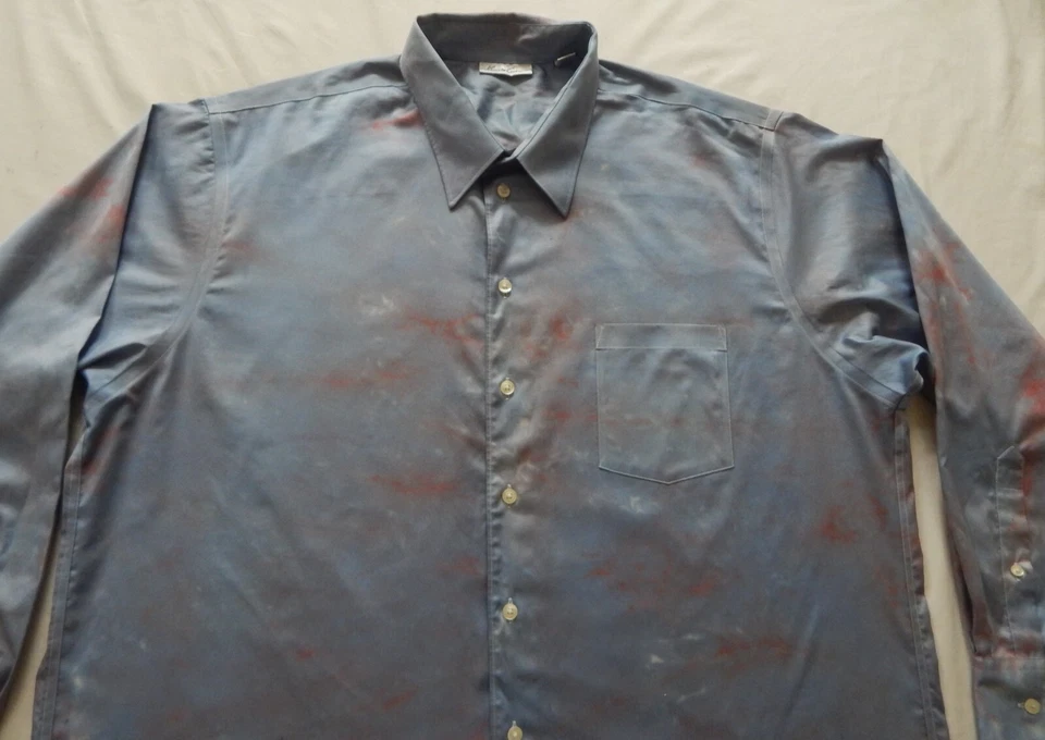 Галстук краситель в полоску синий красный длинным рукавом рубашка на пуговицах - 2XL мужской ручной работы 18 XXL - Изображение 4 из 4