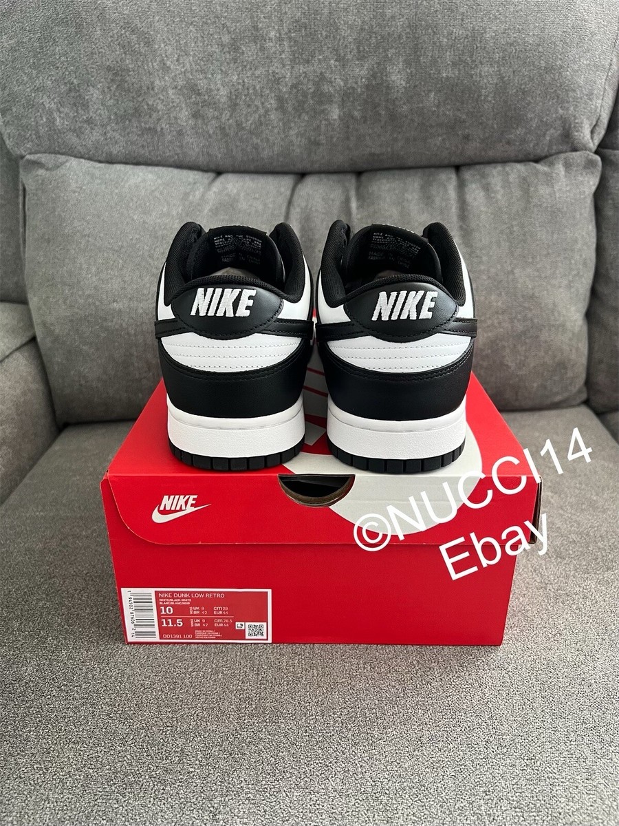 Nike Dunk Low Panda DD1391-100 Mens  10 Used With Original Box Nike Dunk Low Retro Panda White Black Mens Size 10, DD1391  main image 4
