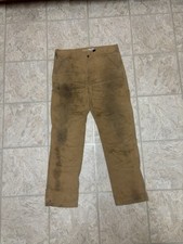 Vintage Carhartt Men  s Brown Double Knee Canvas Distressed Work Pants Size 34x32