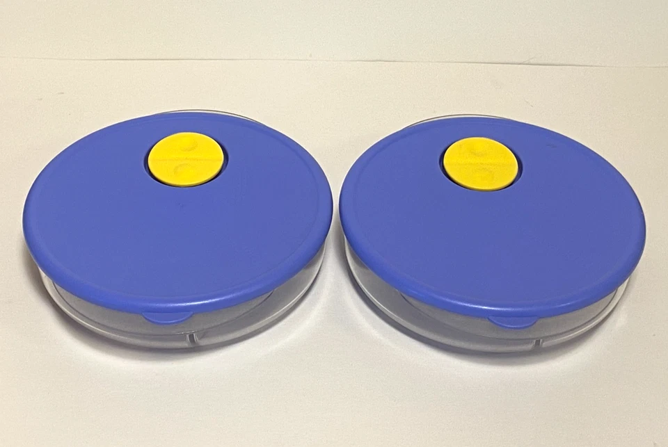 2 TUPPERWARE ROCK VENT N SERVIR DIVIDIDO CON TAPAS AZULES TAZONES MICROONDAS # 4521 Foto 4 de 4