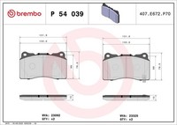 Brembo Bremsbelagsatz, Scheibenbremse P 54 039 FüR Subaru Mitsubishi Honda