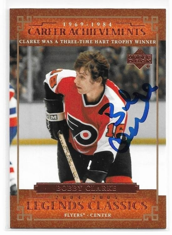 BOBBY CLARKE Autographed Signed 2004-05 UD Legends Classics card #70 Flyers