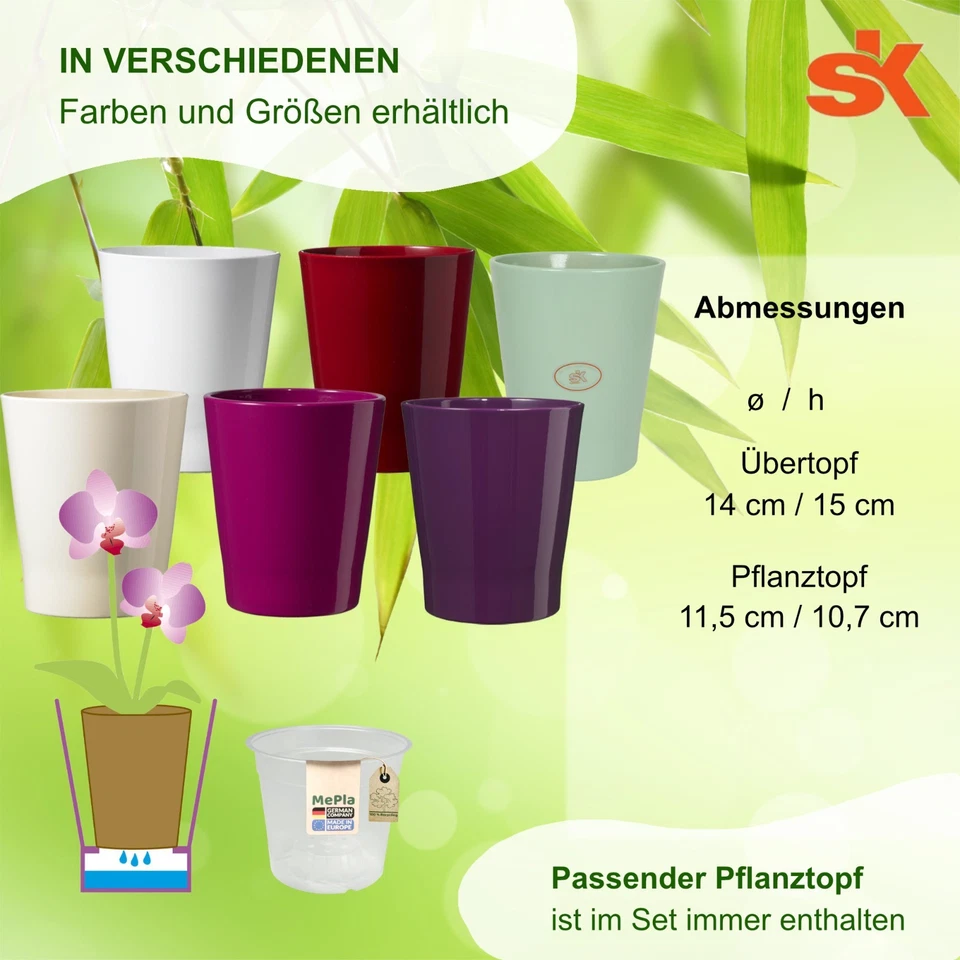 MePla - 2 Stück - Orchideenübertopf Merina + Planztopf - Bild 2 von 4