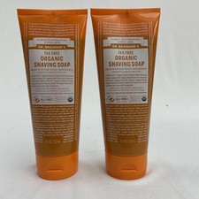 2 Dr. Bronners Organic Tea Tree Shaving Soap 7 FL Oz Each Plant Based