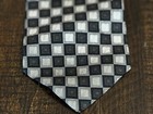 Regal Men’s Shop 100% Silk Tie Blue Silver Geometric Square Pattern