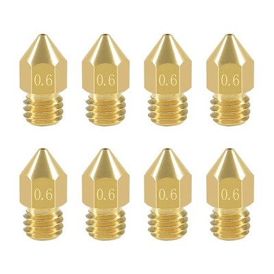 Aokin 8 Pcs 0.6mm MK8 Extruder Nozzles 3D Printer for Creality 