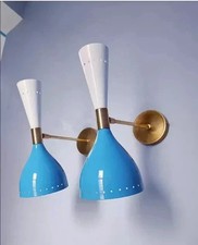 Brass Wall Sconce Pair 1950s Mid Century Italian Diabolo Lamp Wall Light