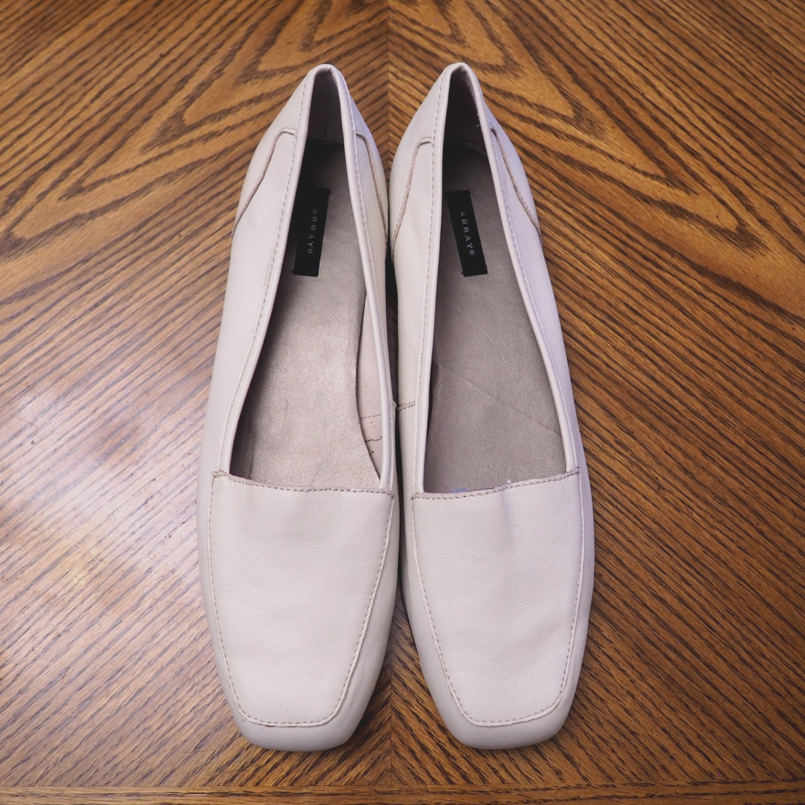 ARRAY Freedom Ivory Leather Square Toe Slip-On Fl… - image 1