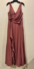 Azazie Pink Sleeveless V-Neck Bridesmaid Dress, Regular Size A10