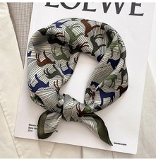 100 Silk 20" Small Square Scarf Women Neckerchief Bandana Wrap Colorful Horse